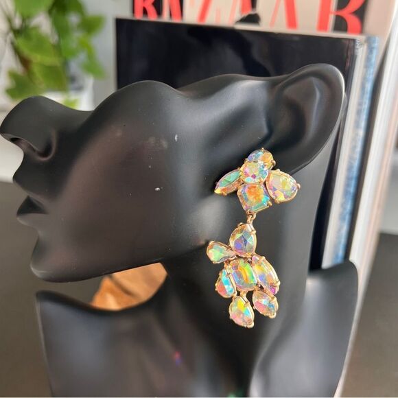 J.CREW Crystal AB Chandelier Earrings - Picture 1 of 4